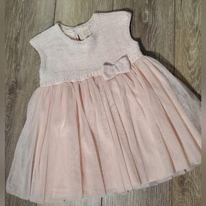 First Impressions baby's pink sleeveless sweater tunic toile skirted bottom 18M